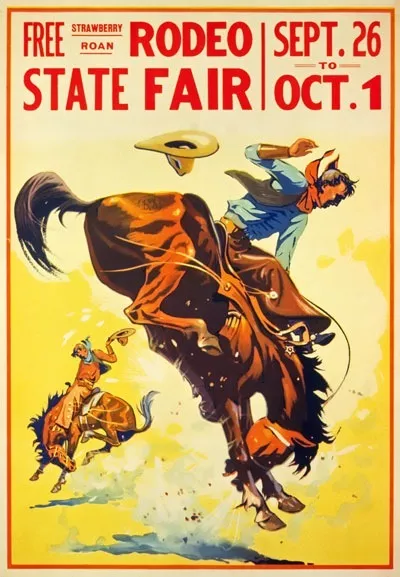 AZ18 Vintage 1930's American State Fair Rodeo Cowboy Poster Re-Print A2/A3/A4