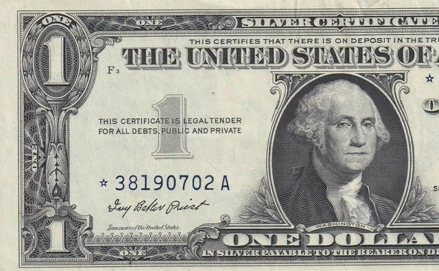 *38190702A 1957 One Dollar Silver Certificate Star Note In Good Condition