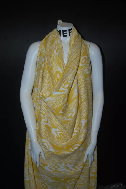 European Linen 100% Natural Fiber Beautifull Ethnic Print 5oz  Mustard Off White