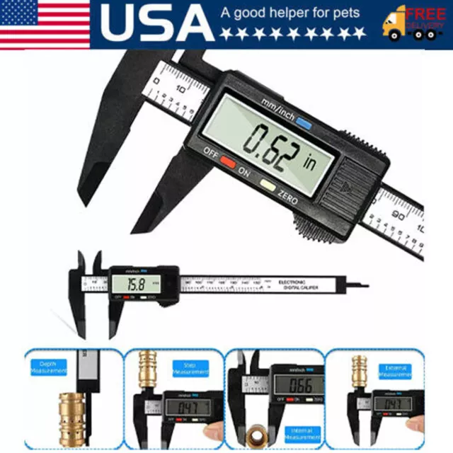 Digital Caliper 6" 150mm Micrometer LCD Gauge Vernier Electronic Measuring Ruler