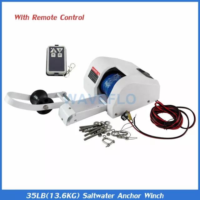 35LBS Boat Electric Anchor Winch Saltwater With Wireless Remote Control Kit