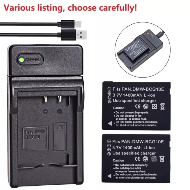 Battery or charger For DMW-BCG10 Panasonic Lumix DMC-TZ18 DMC-TZ19 DMC-TZ20 TZ22