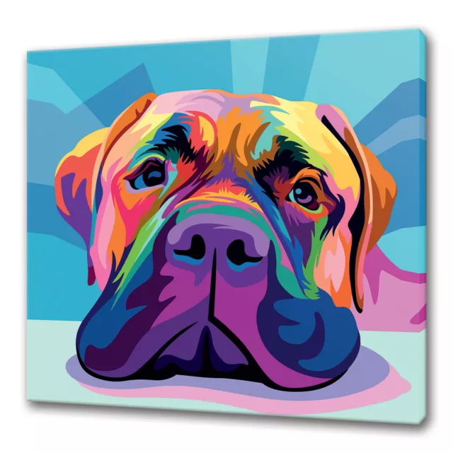 Mastiff Dog Colourful Animal Modern Canvas Print Picture Wall Art 12"x12"