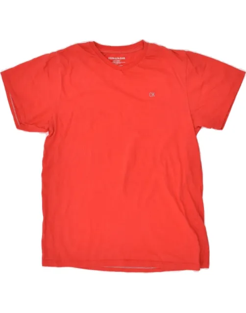 CALVIN KLEIN JEANS Boys T-Shirt Top 14-15 Years Large Red Cotton AQ79