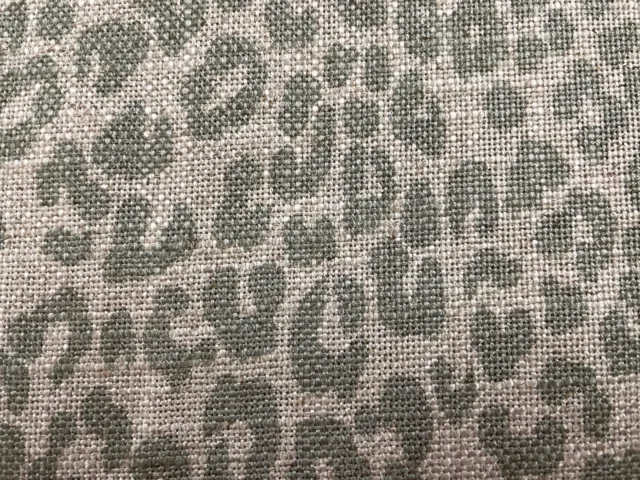 Cheetah Animal  print Linen Fabric Sag Green Beige Curtain Blind Upholstery