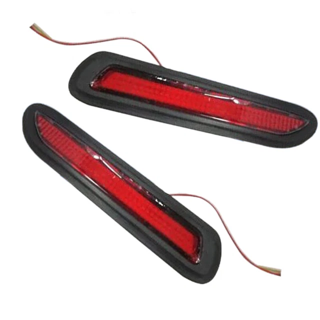 US 12V 1Pair Red Lens LED Car Rear Bumper Reflectors Taillight Brake Fog Lights