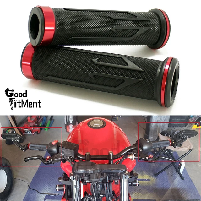 Motorrad Griffe Schwarz - Aluminium Mit Gummi Für 22mm Lenker