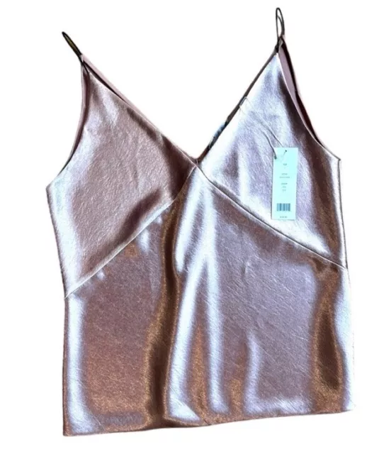 Vince Womens Pink V Neck Metallic Tank Top Cami Shell NWT Size L 3