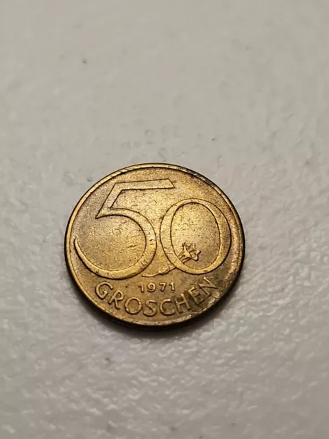 1971  AUSTRIA  50 Groschen  Coin