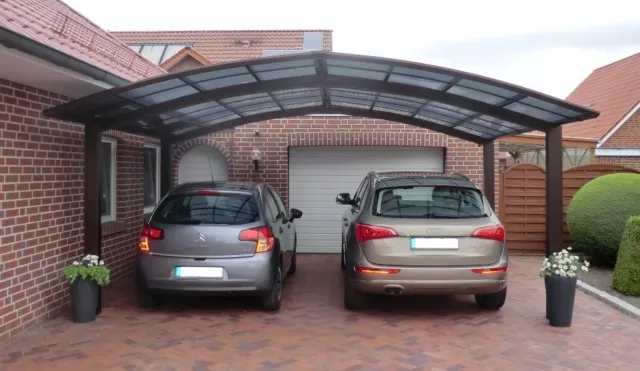 Ximax Carport Portoforte Kombi. Typ 60 M-Ausführung Mattbraun L 4,95 x B 5,42 m