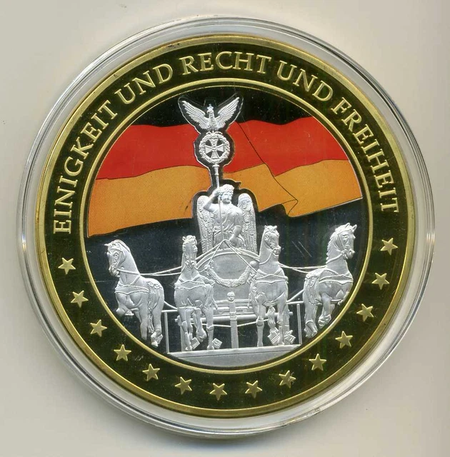 RIESEN FARB MEDAILLE Einigkeit Recht Freiheit Gigant ca. 70 mm