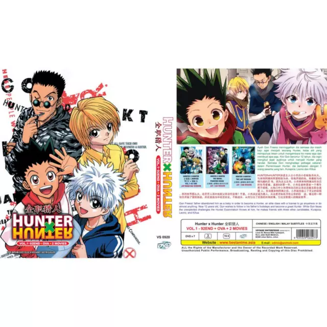 Hunter x Hunter 1999 Complete 92 Episodes + OVA & 2 Movies With DVD English  Subs