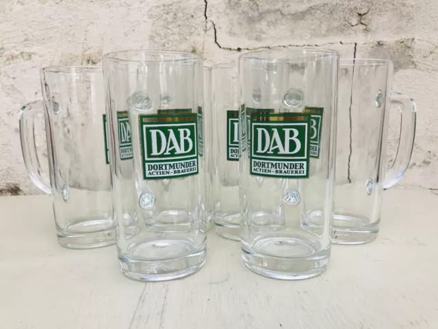 Lot of 6 DAB Dortmunder Actien Brauerei 0.3l Glass Beer Mugs Steins German SAHM