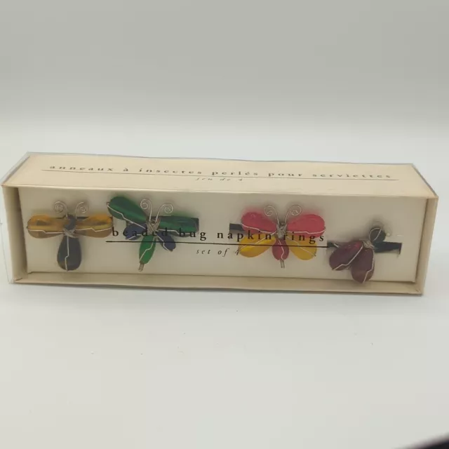 PIER ONE BEADED Bug Napkin Rings Multicolor Set Of 4 14.21