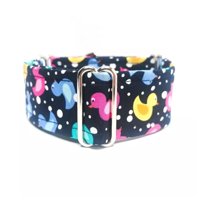 Martingale Dog Collar 1.5" OR 2" Wide Navy Rubber Duck Greyhound Collar Whippet