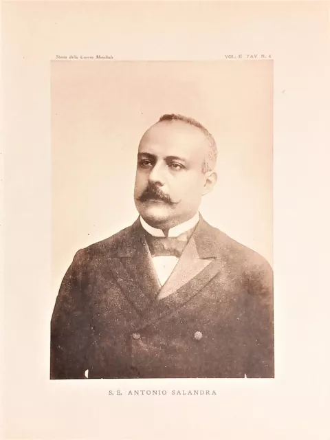 Stampa WWI - S. E. Antonio Salandra - Presidente del Consiglio - Anni '20