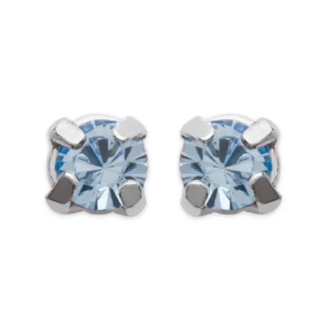 Boucles d'oreilles clous puces femme 4 mm - Lucie - argent massif - cristal bleu