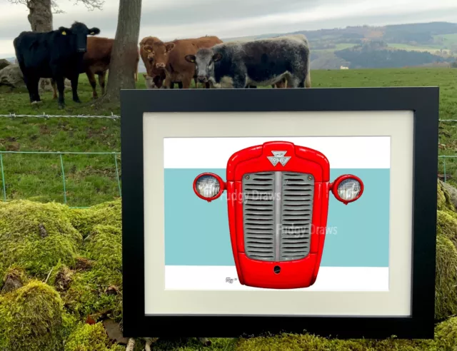 Massey Ferguson 35 Tractor grille Mounted or Framed Unique Art Print fudgy draws