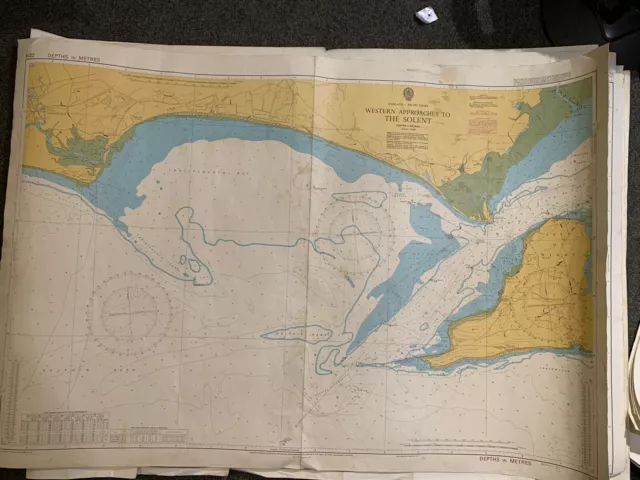 ADMIRALTY SEA CHART ENGLAND SOUTH COAST WESTERN APPROACHES TO THE SOLENT 1980s