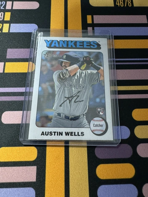 2024 Topps Chrome Black Austin Wells Base Auto RC #CBA-AW Yankees