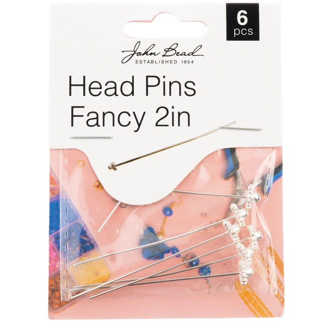 Alfileres de cabeza John Bead elegantes 2 en 6/paquete-plata 1401172