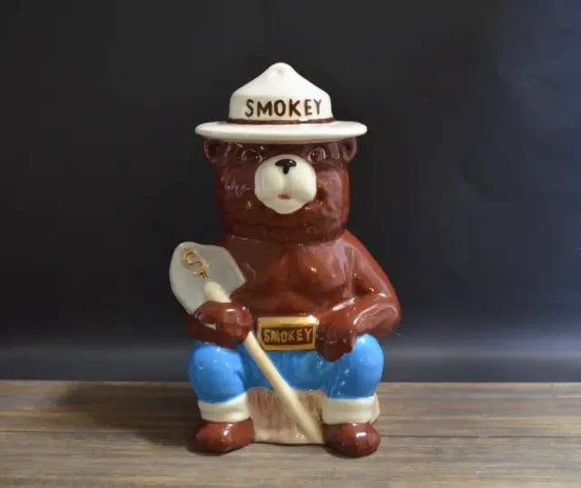 1996 Smokey Bear Coin Bank Ceramic Direct From Cookie Jarrin Founders Estate Vtg