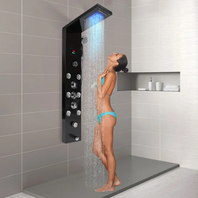 Panel de ducha juego de ducha ducha ducha de lluvia grifo de ducha masaje columna de ducha cabeza acero inoxidable