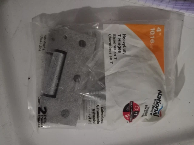 National Hardware N236-050 4 Inch T Hinge Heavy Duty Galvanized Steel 2 Pack