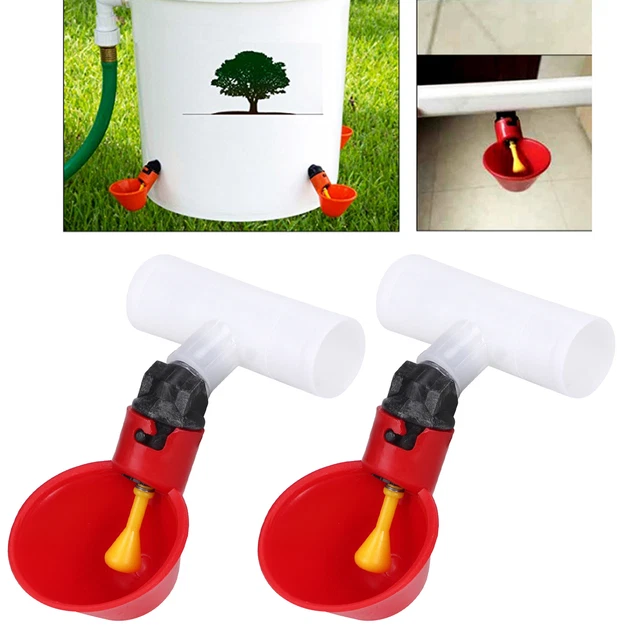 10Pcs Automatic Chicken Water Cups Drinker 1/2inch Tee Poultry Hen Feeding Tools