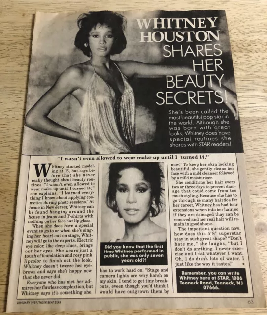 1987 WHITNEY HOUSTON - Vintage Teen Magazine Page Article Clipping