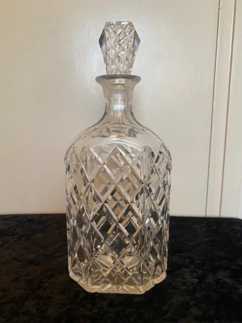 Vintage  Crystal Hexagonal Decanter With Stopper