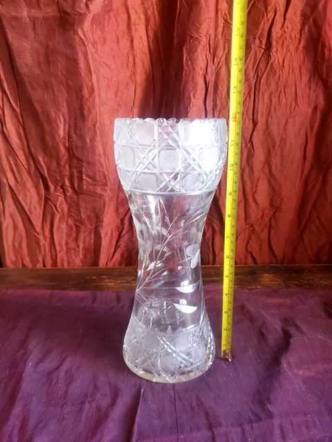 Large American Brilliant Period ABP Cut Glass Vase Crystal Vintage Antique