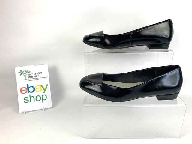 MARKS SPENCER Footglove Ladies Black Leather Wider Fit Flat Shoe