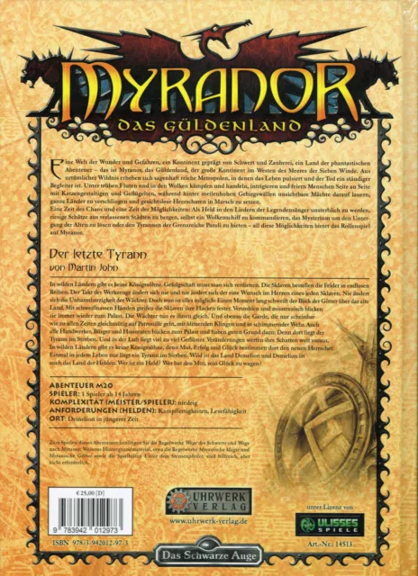 Das schwarze Auge (DSA): Myranor - Der letzte Tyrann, Solo-Abenteuer, NEU 2