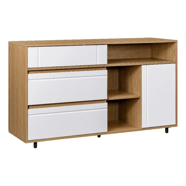 52" Contemporary Wood Storage Sideboard - Oak / Solid White