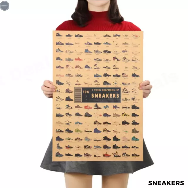 Retro Kraft Paper Poster - Sneakers Collection - for Home Bar Kitchen Wall Decor