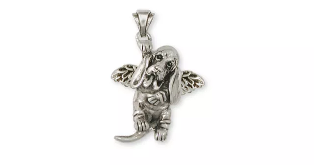 Basset Hound Angel Pendant Jewelry Sterling Silver Handmade Dog Pendant BAS8-AP