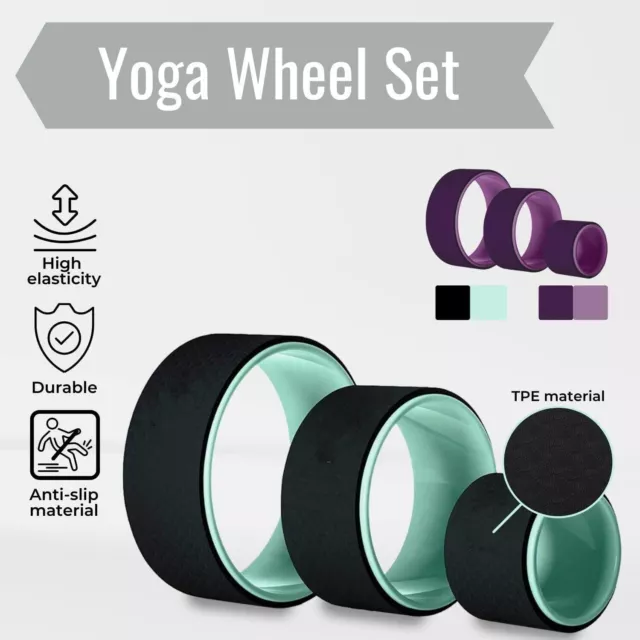Verpeak Yoga Wheel 3 Yoga Wheel Set for Stretching and Physiotherapy Purple 2