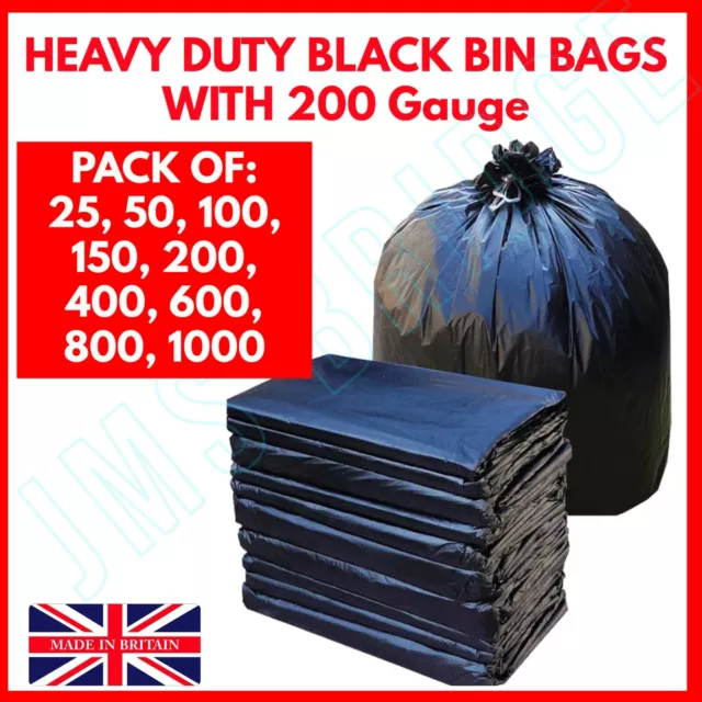 Bin Liners Bags Refuse Sacks Rubbish Waste Black Extra Strong Heavy Duty  200G