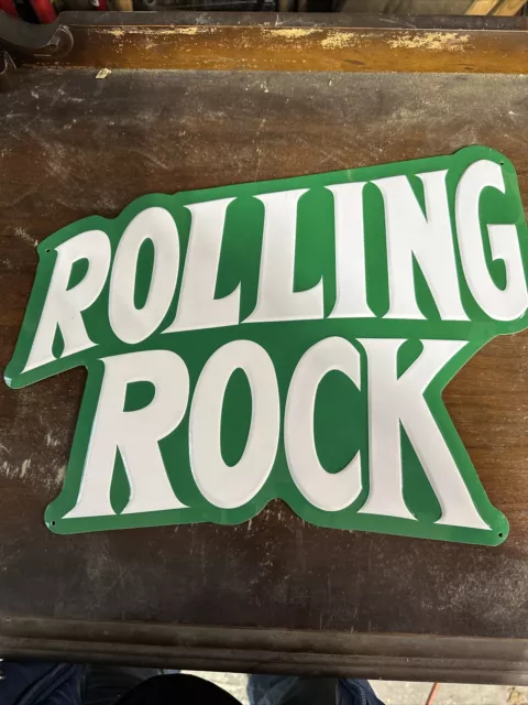 Rolling Rock Beer Metal Sign Embosed Letters Latrobe Brewing Co. PA 18” x 14”