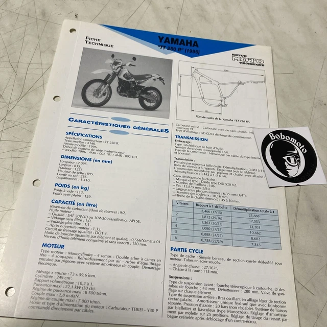 Yamaha TT250R 4MR 1996 250 Ttr Scheda Tecnica Motocicletta Sospensione