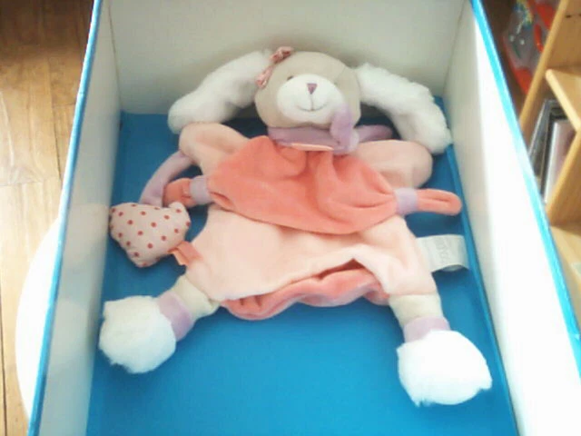 Doudou 4657 / Marionnette Chien "Doudou Et Cie" Blanc/Rose/Mauve -Noopette-Neuf