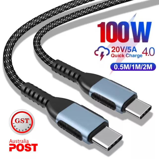 100W USB C to Type C Charger Cable 5A Fast Charging Lead Data Cord for Samsung