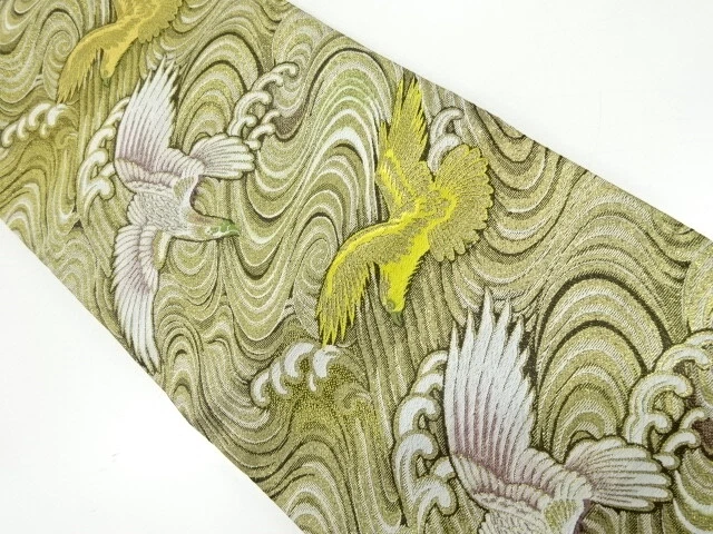 45247# Japanese Kimono / Antique Nagoya Obi / Taisho Roman Style / Woven Hawk