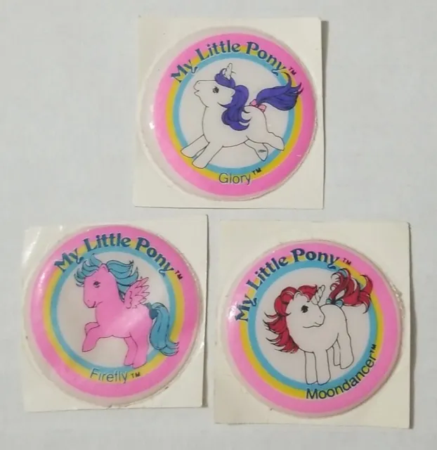Vtg My Little Pony Puffy Sticker Lot (3) GLORY FIREFLY MOONDANCER Hasbro 80's