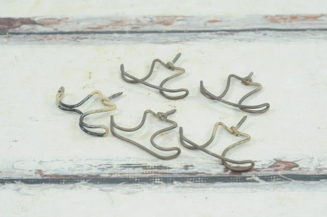 Antique Metal Twisted Wire Coat Hat Hooks  Screw In Under Counter Ceiling Mount