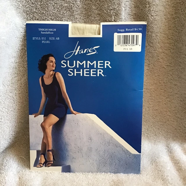 Hanes Summer Sheer Thigh High Sandalfoot Pantyhose Size AB Pearl Off White