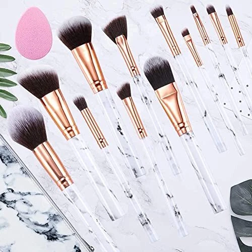 Pennelli Make Up Start Makers12Pcs Set di Pennelli Per Trucco in Marmo Con Fo... 6