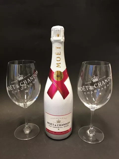 Moet Chandon Ice Imperial Rose Champagner 0,75l 12% Vol + 2 Ice Glas Gläser