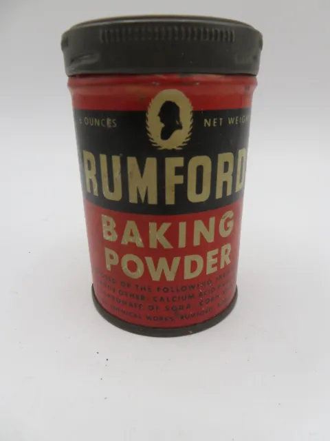 Vintage Rumford Baking Powder 6 Oz. Can EMPTY Advertising Tin with Original Lid